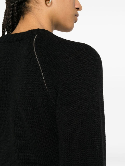 raglan-sleeves trimmed jumper